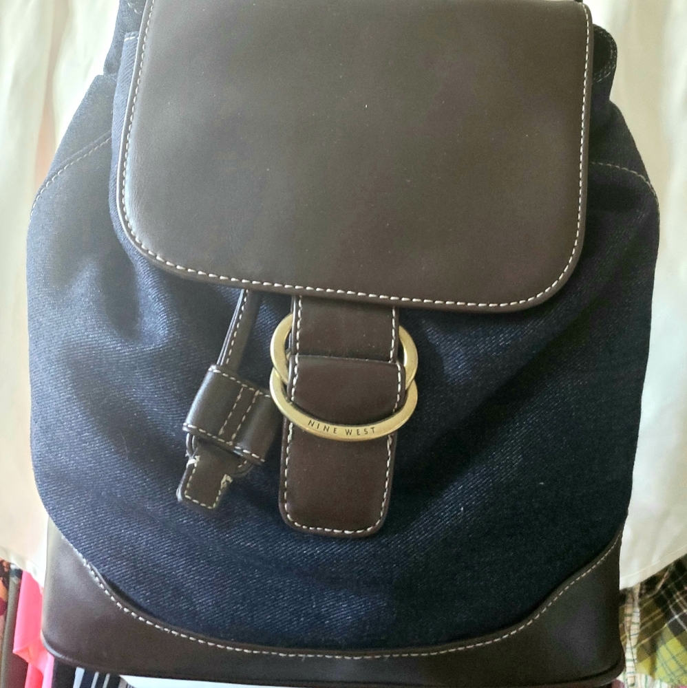 NEW Soft Leather & Denim Backpack